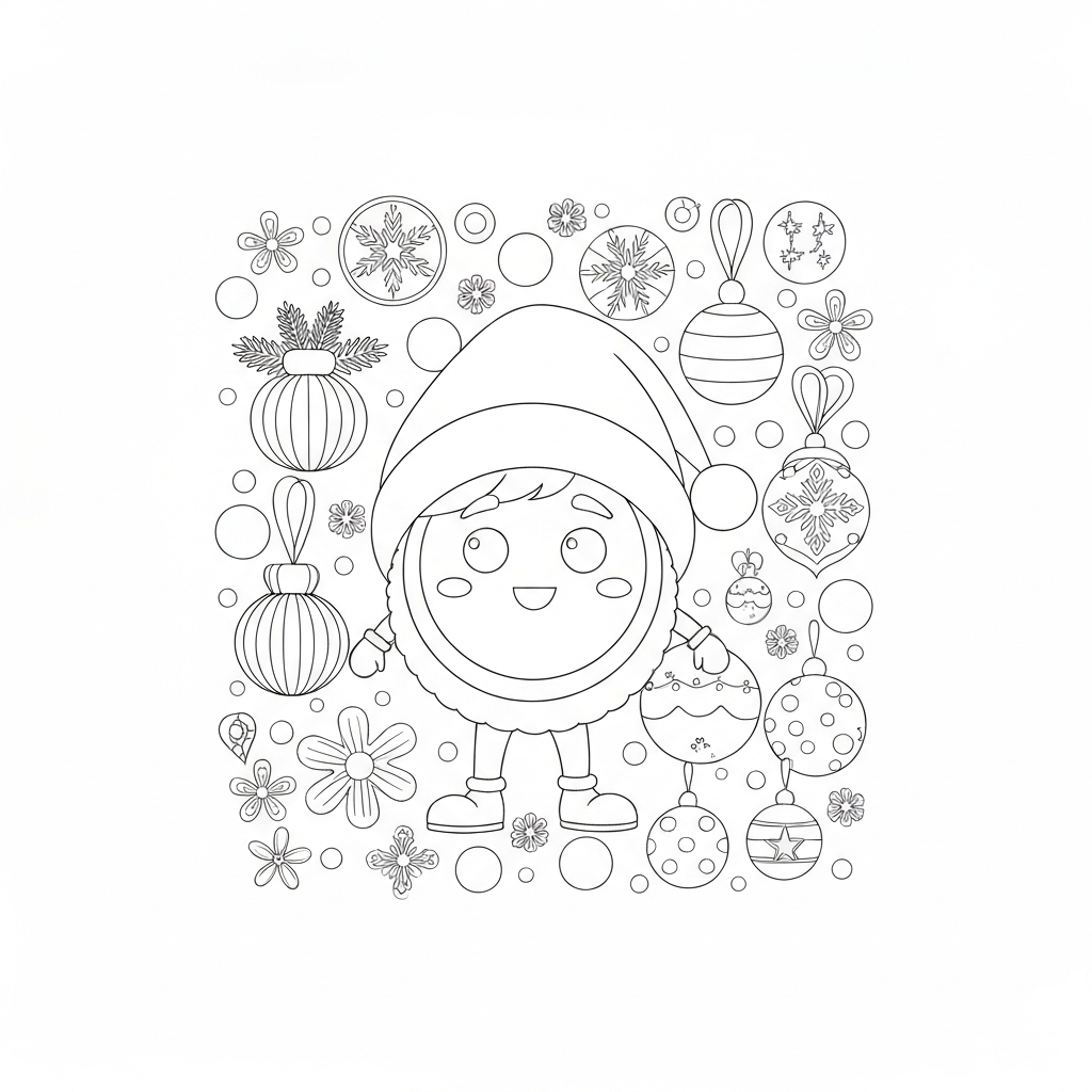 christmas ornament cartoon coloring page