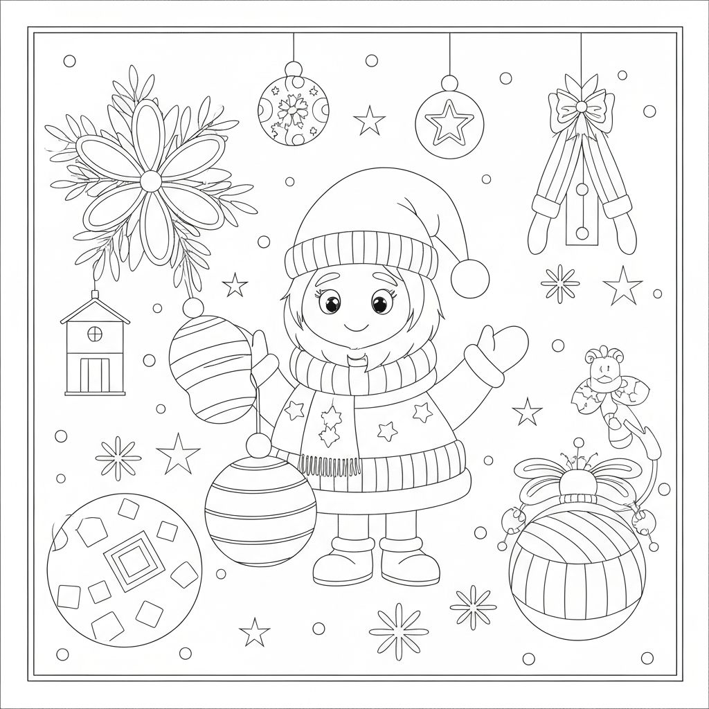christmas ornament cute coloring page