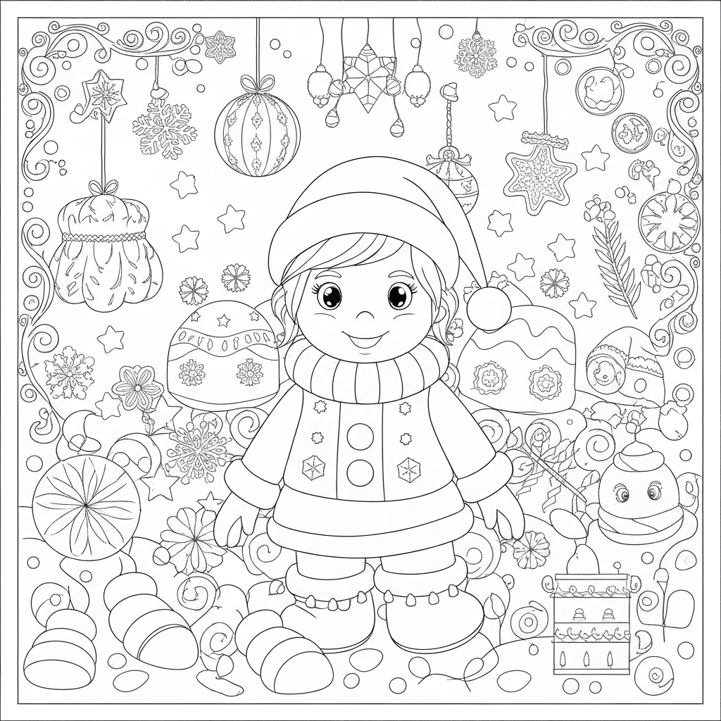 christmas ornament detailed coloring page