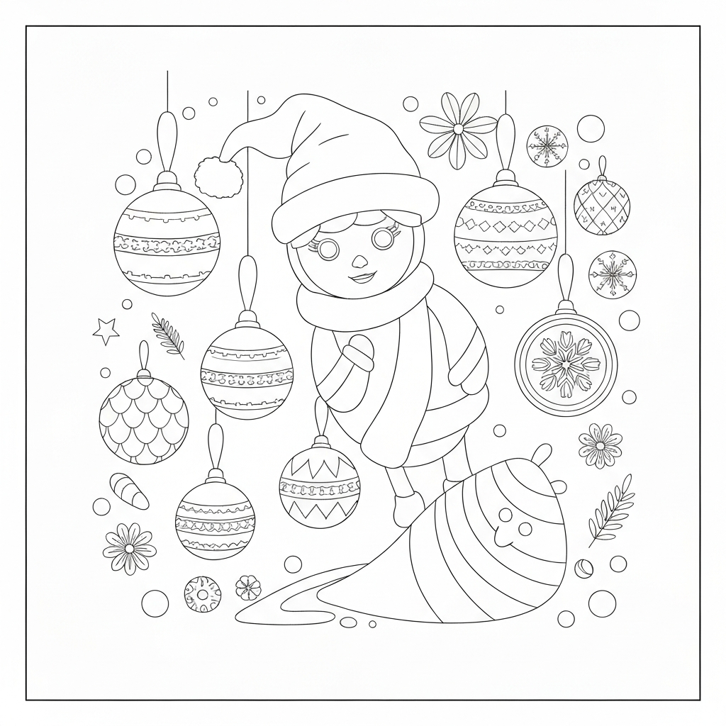 christmas ornament easy coloring page