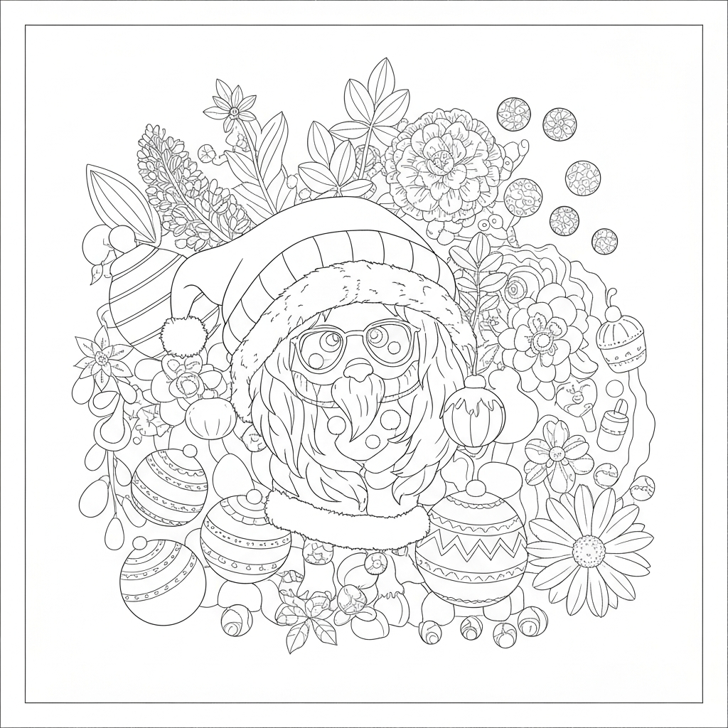 christmas ornament flowers coloring page