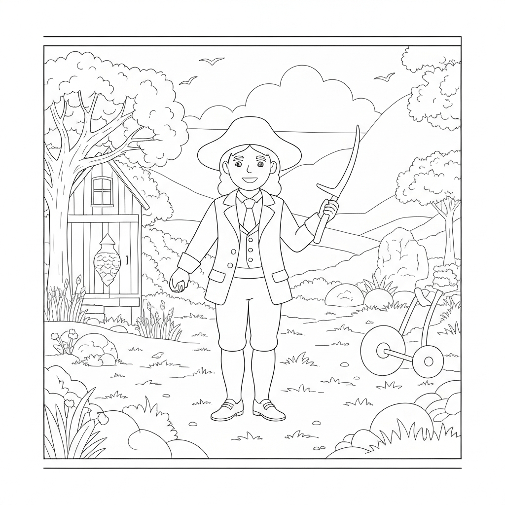 colonial life abstract coloring page
