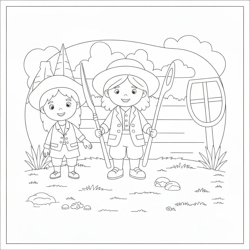 colonial life cute coloring page