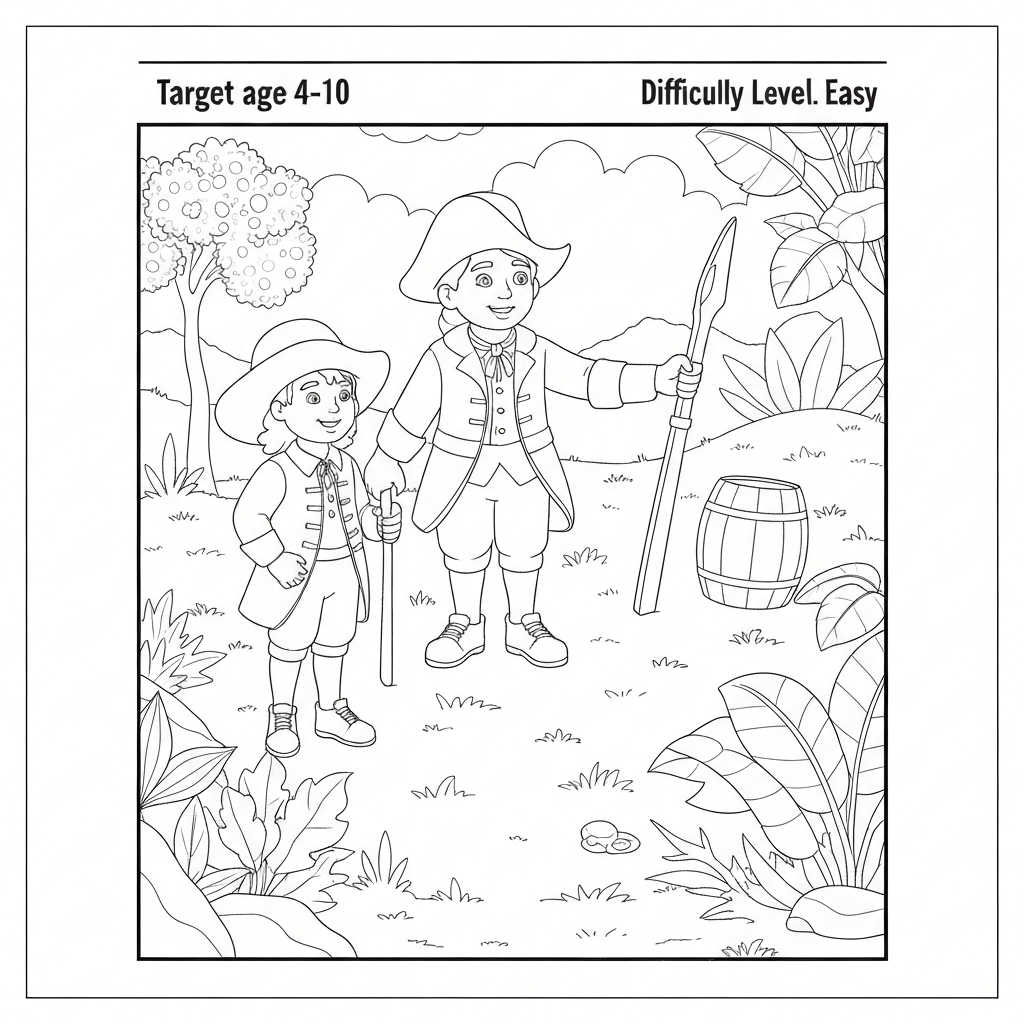 colonial life detailed coloring page