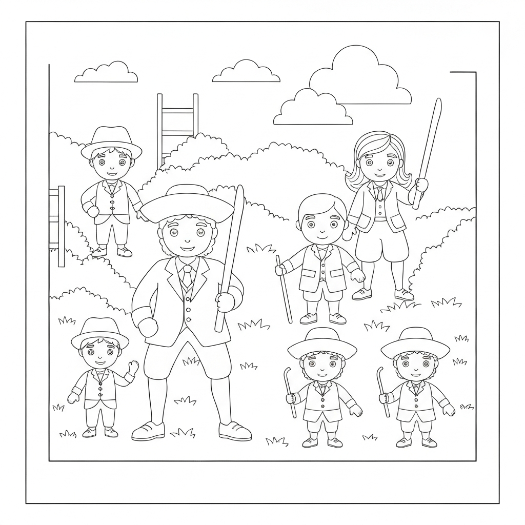 colonial life pattern coloring page