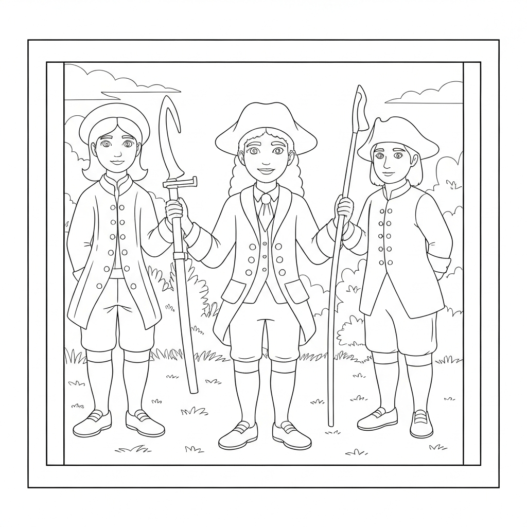 colonial life portrait coloring page