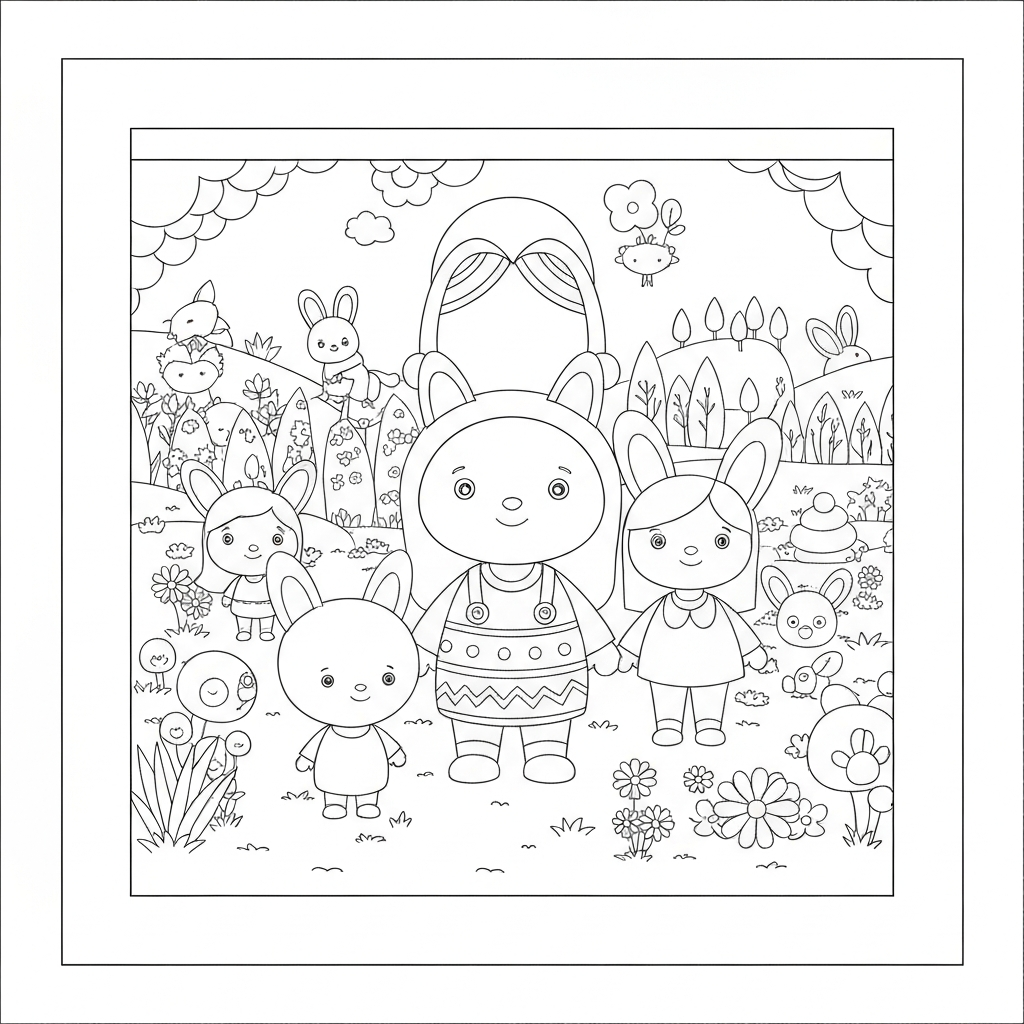 disegni da colorare pasqua carini famiglia