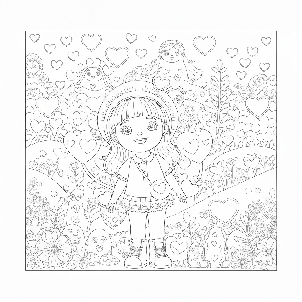 cute  for valentines day abstract coloring page
