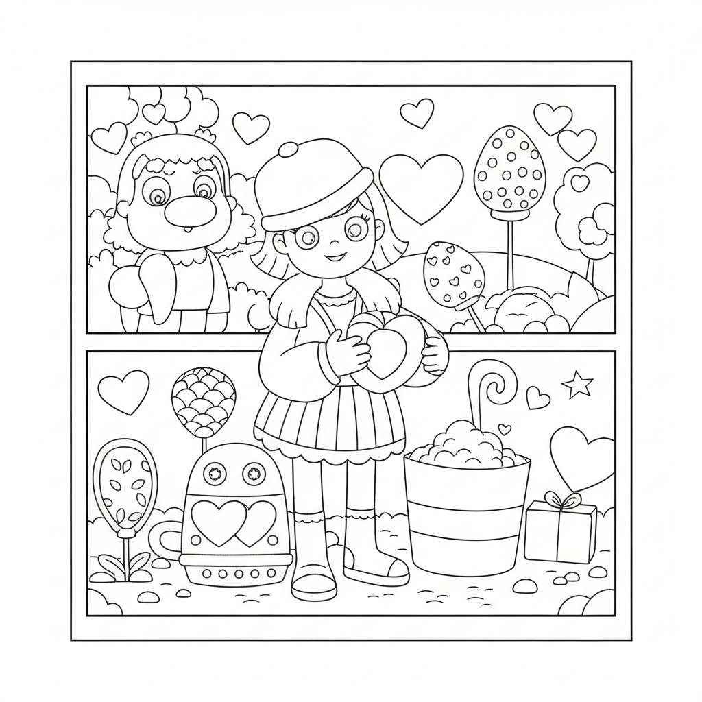 cute  for valentines day educational coloring page