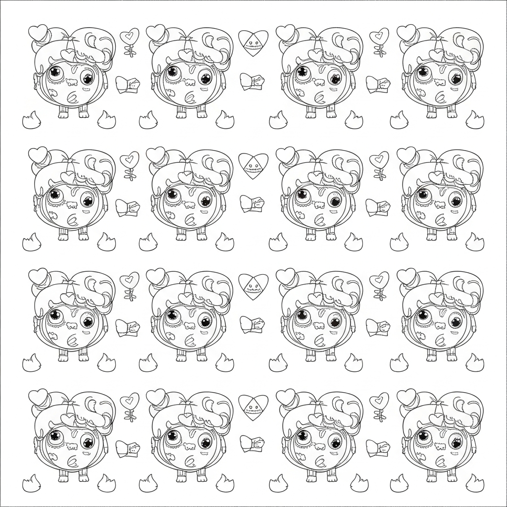 cute  for valentines day pattern coloring page
