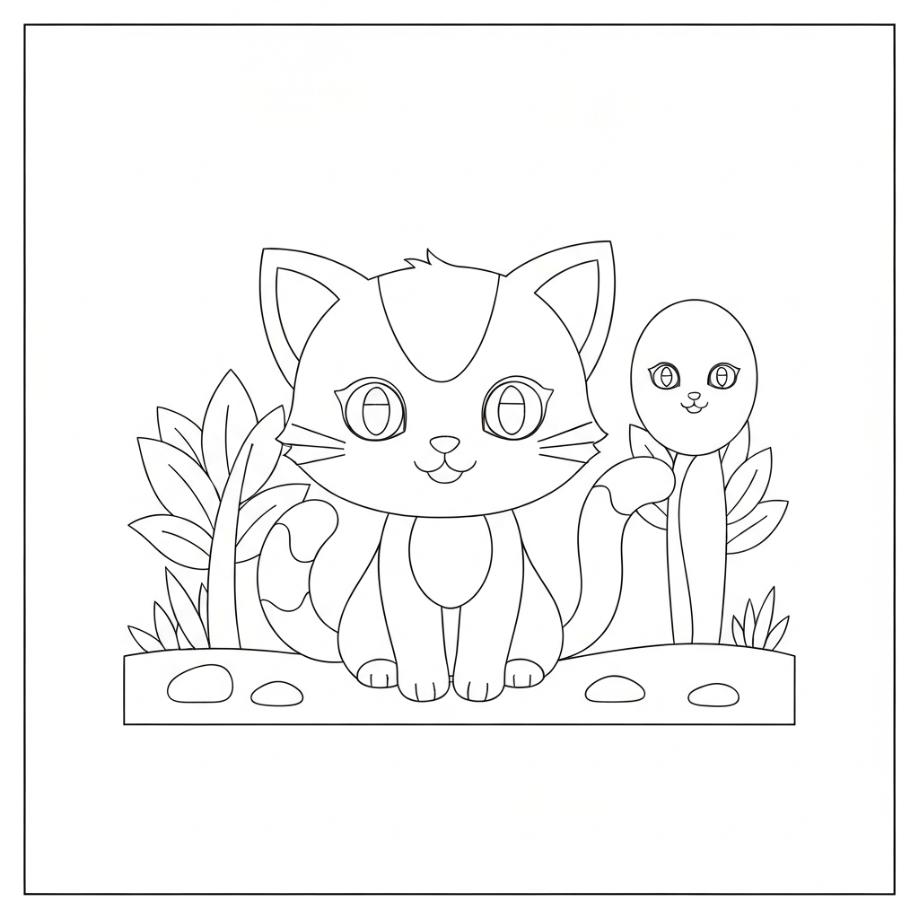 cute kitten cute coloring page
