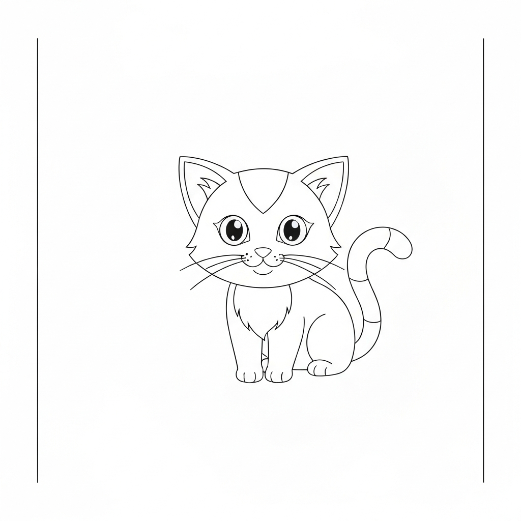 cute kitten detailed coloring page