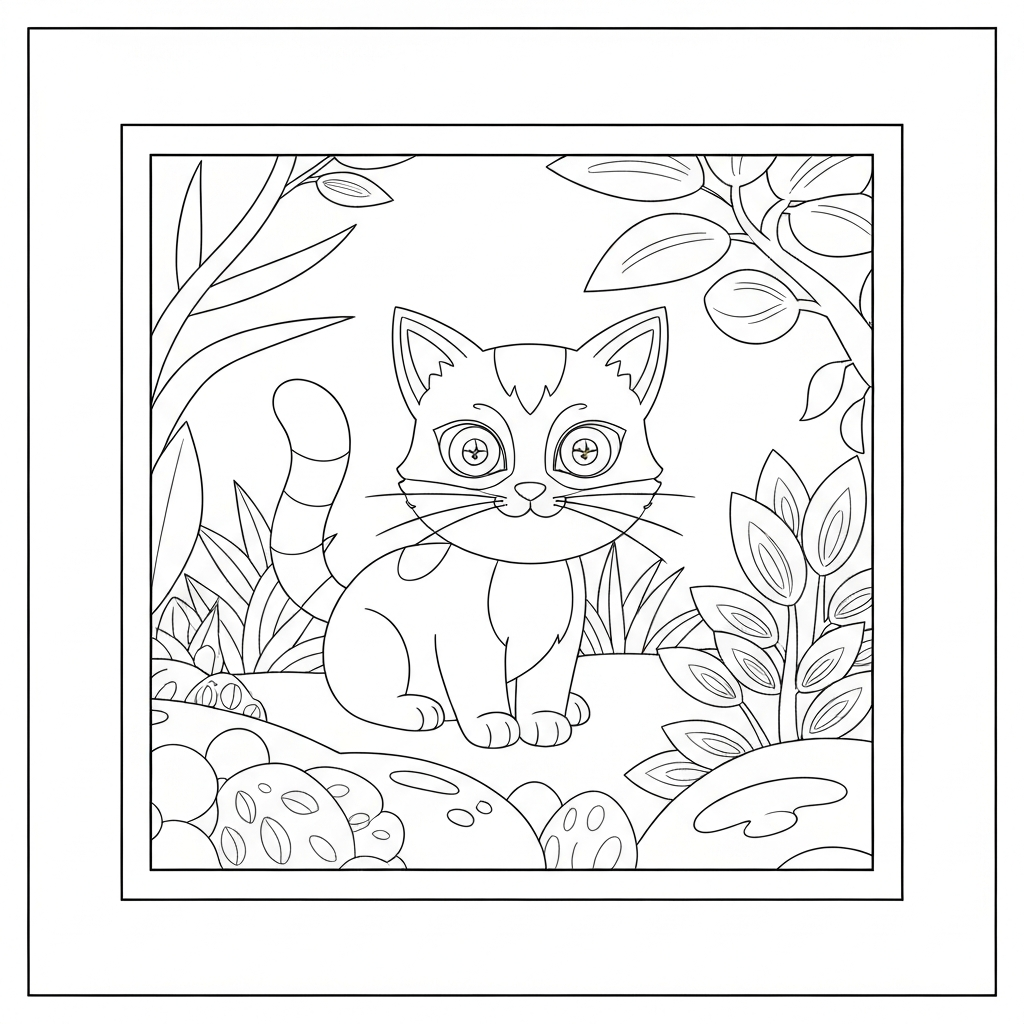 cute kitten easy coloring page