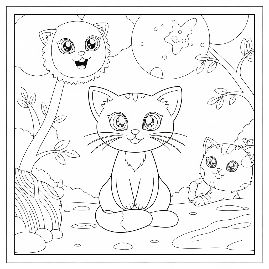 cute kitten educational coloring page