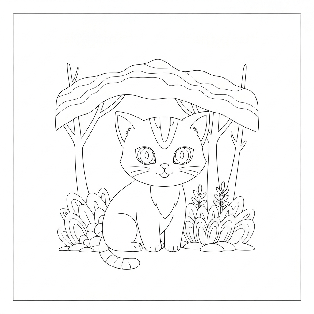 cute kitten mandala coloring page