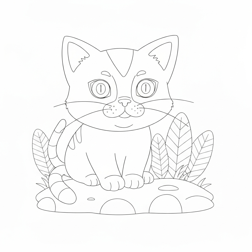 cute kitten portrait coloring page