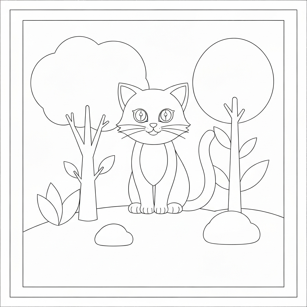 cute kitten simple coloring page