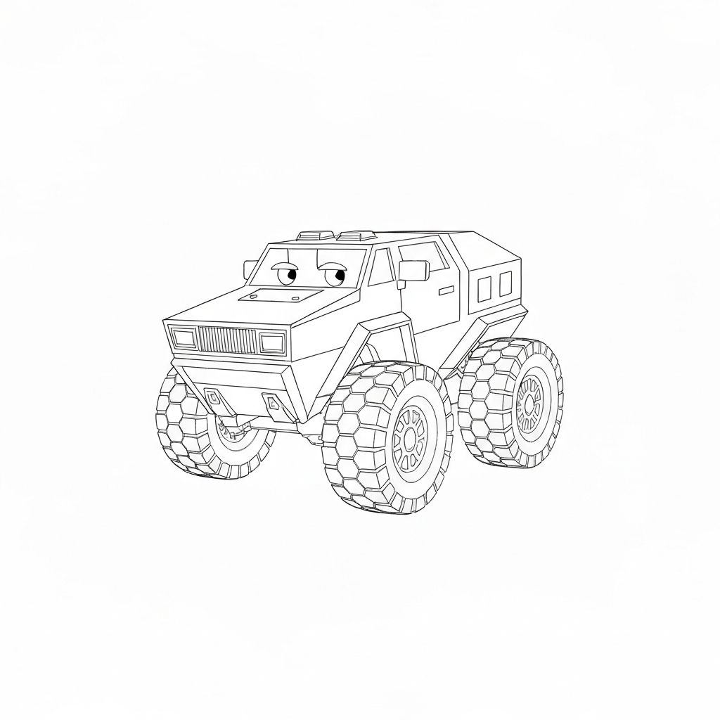 cybertruck cartoon coloring page