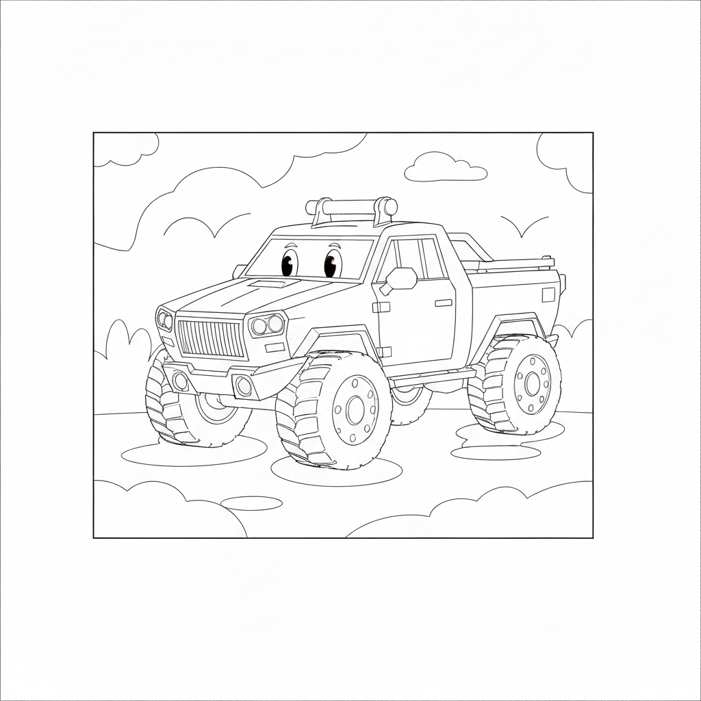 cybertruck cute coloring page