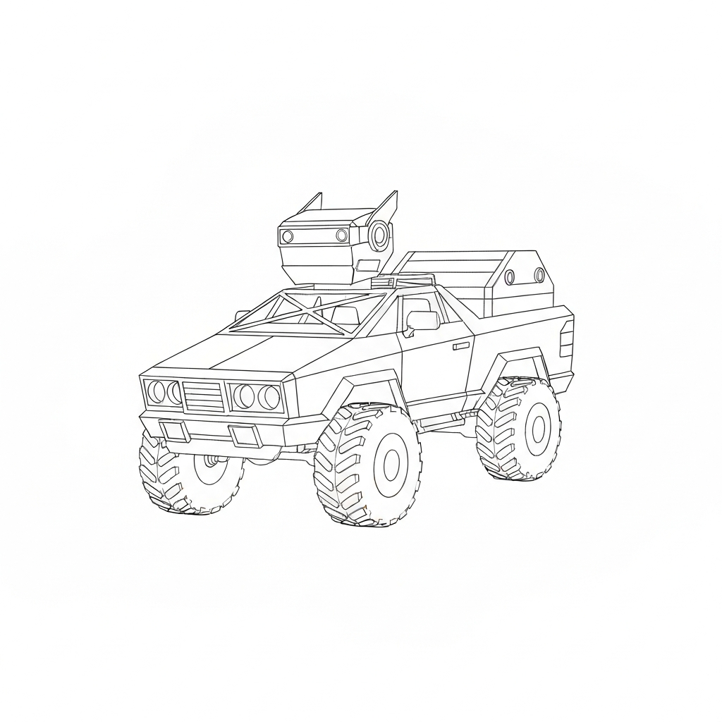 cybertruck detailed coloring page