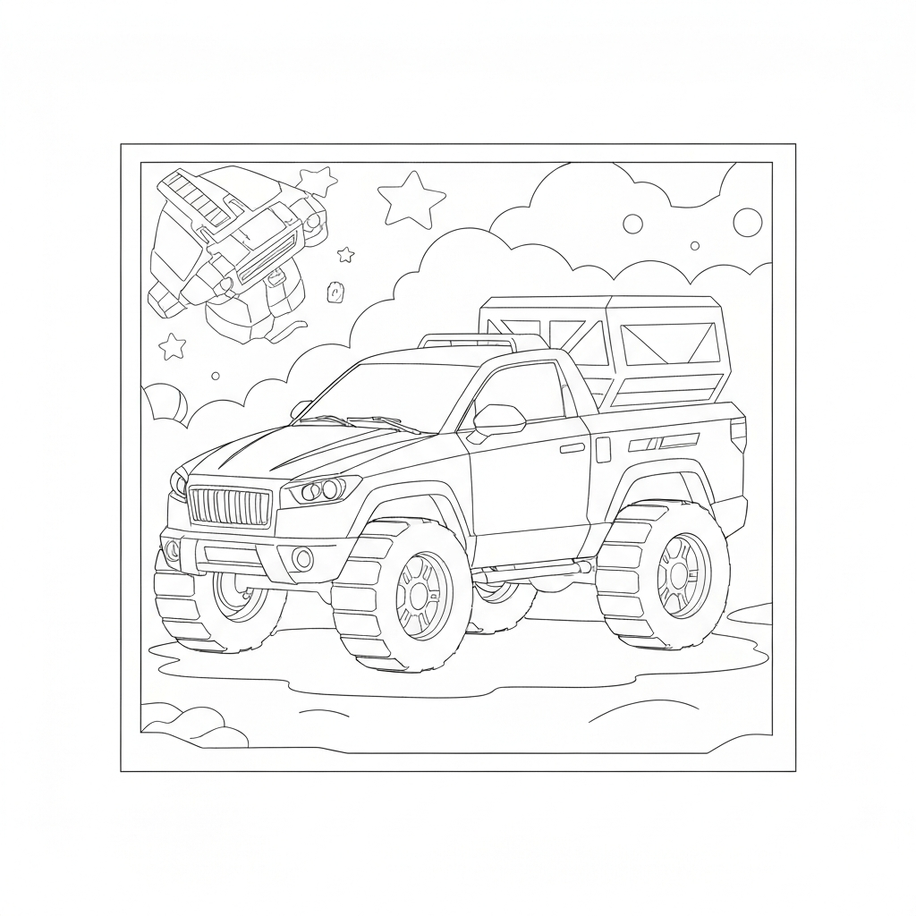 cybertruck easy coloring page