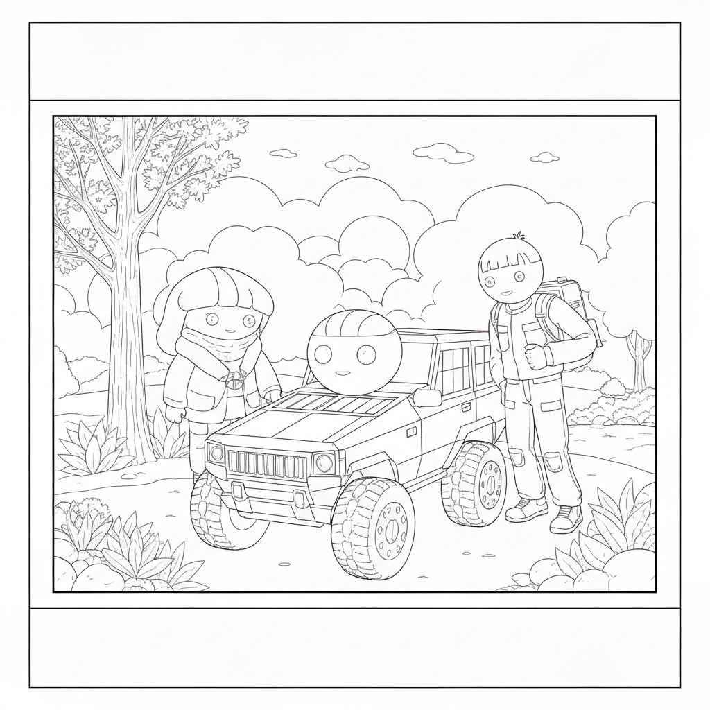 cybertruck family coloring page