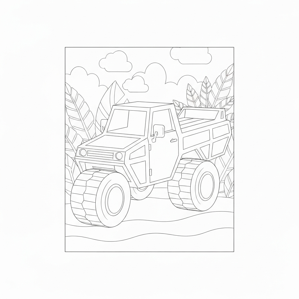 cybertruck flowers coloring page
