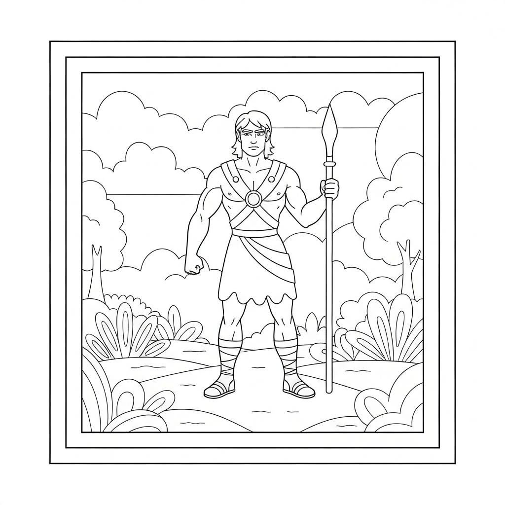david and goliath abstract coloring page