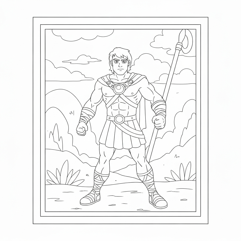 david and goliath action coloring page