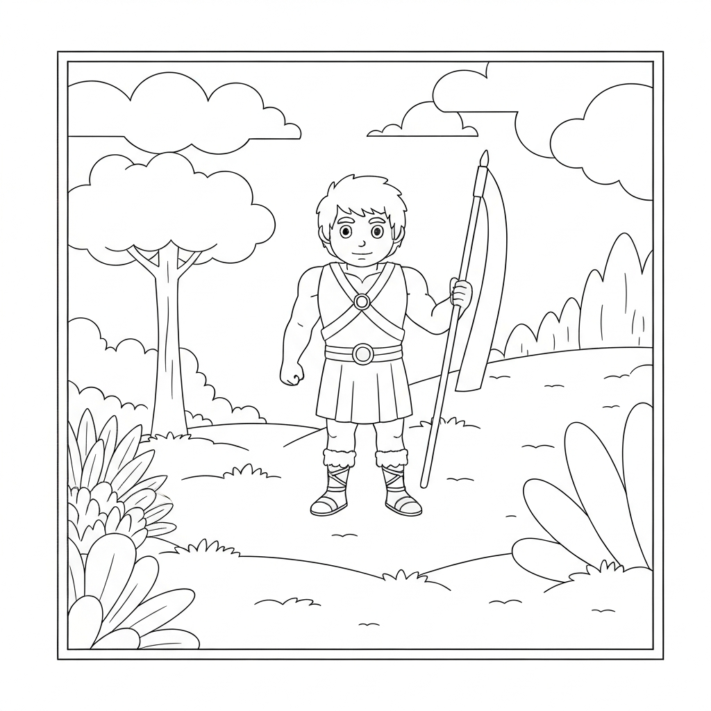 david and goliath cartoon coloring page