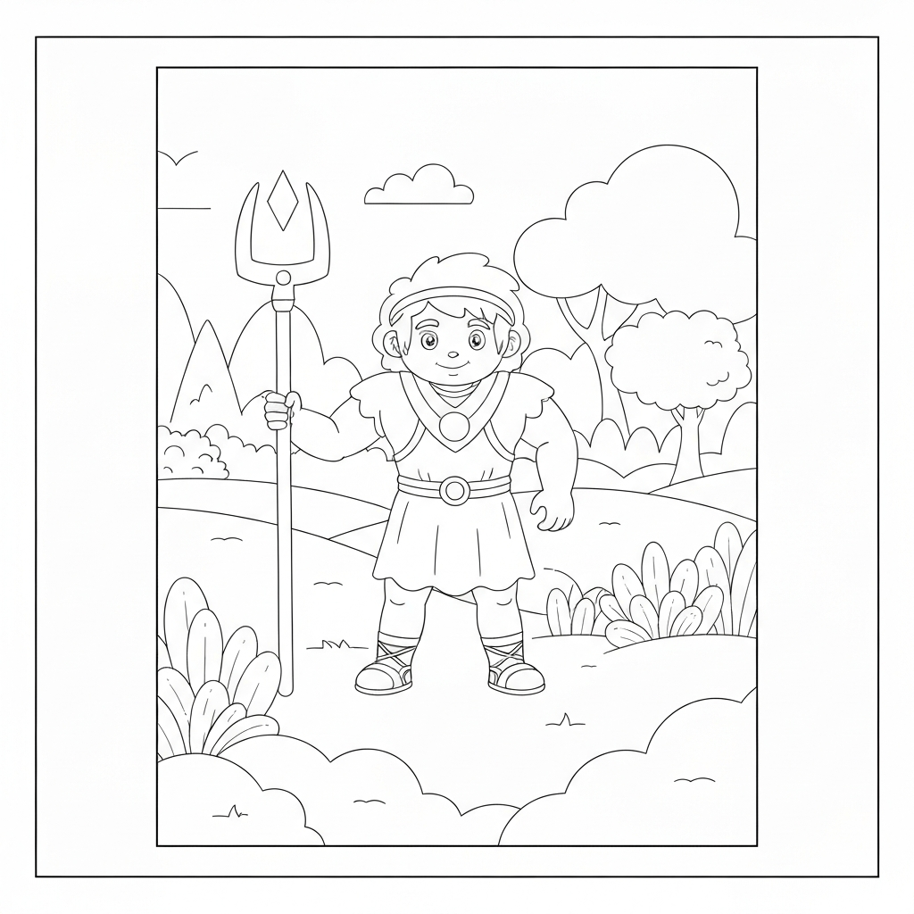 david and goliath cute coloring page