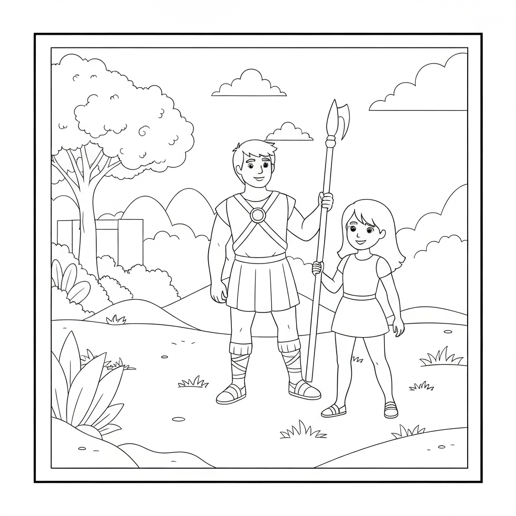 david and goliath family coloring page