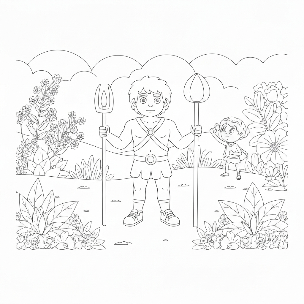 david and goliath flowers coloring page
