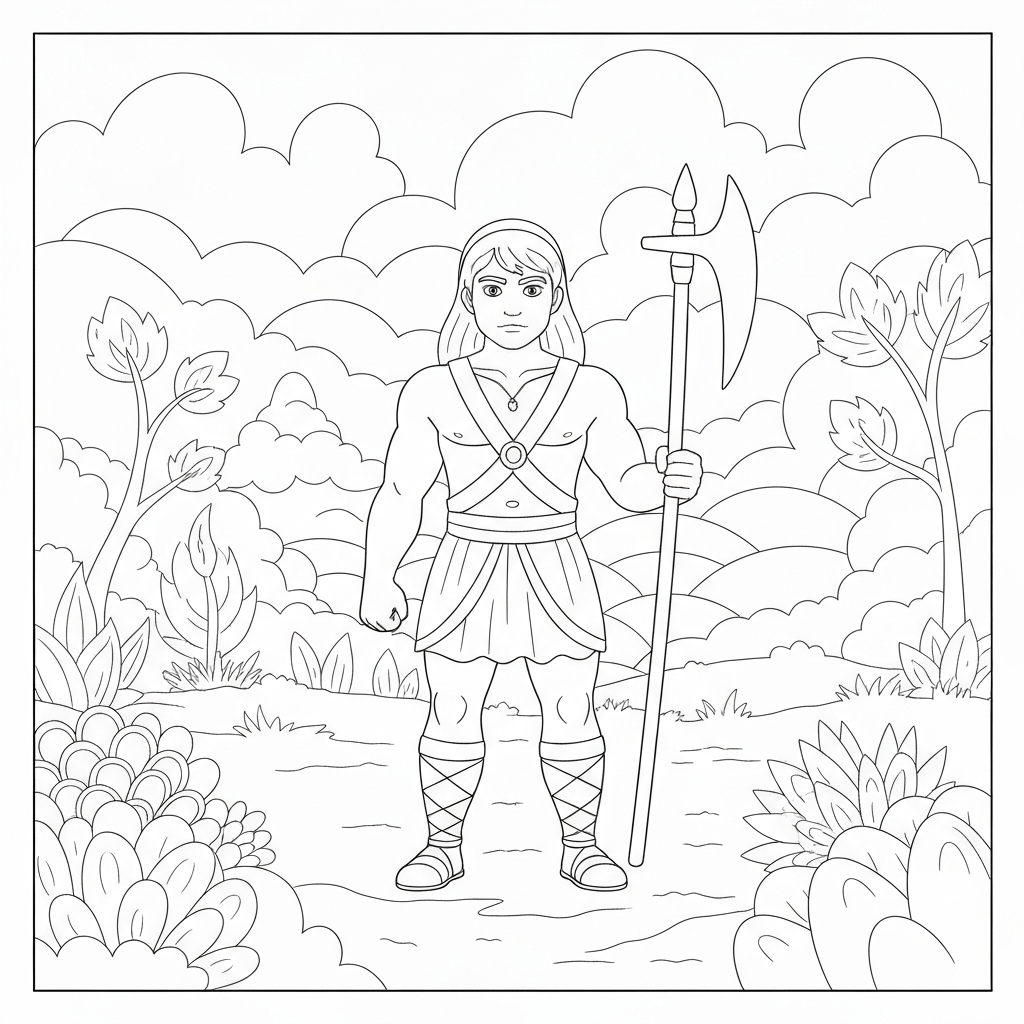david and goliath mandala coloring page