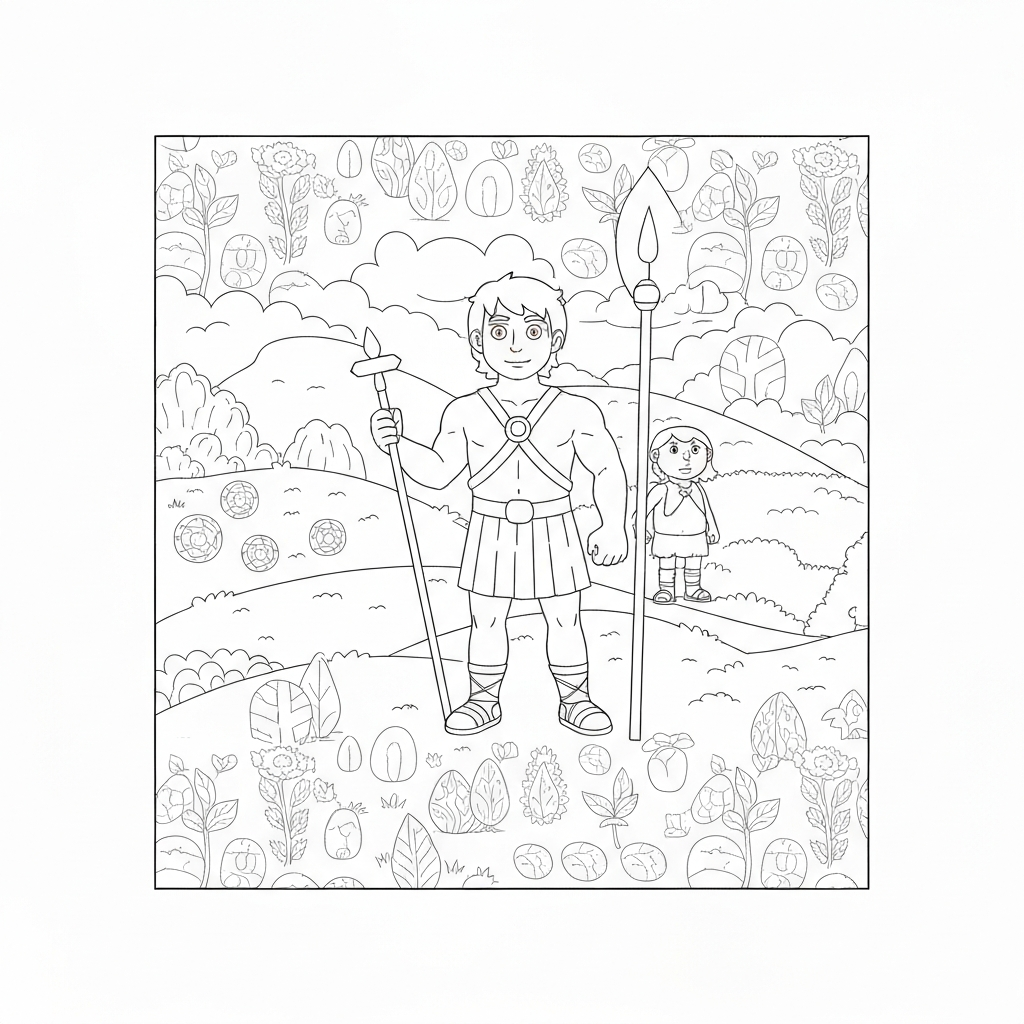 david and goliath pattern coloring page