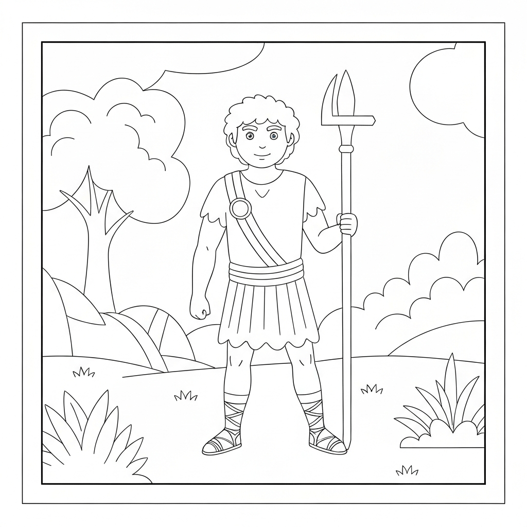 david and goliath simple coloring page