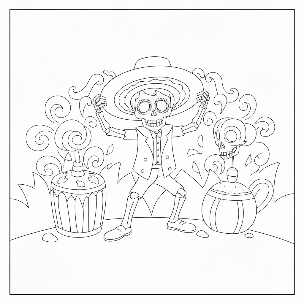 day of the dead action coloring page