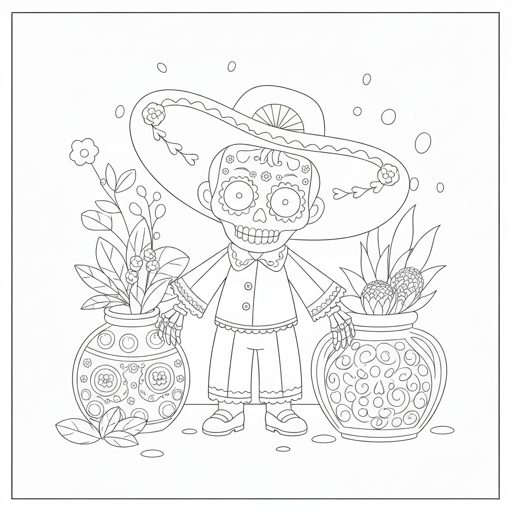 day of the dead baby coloring page