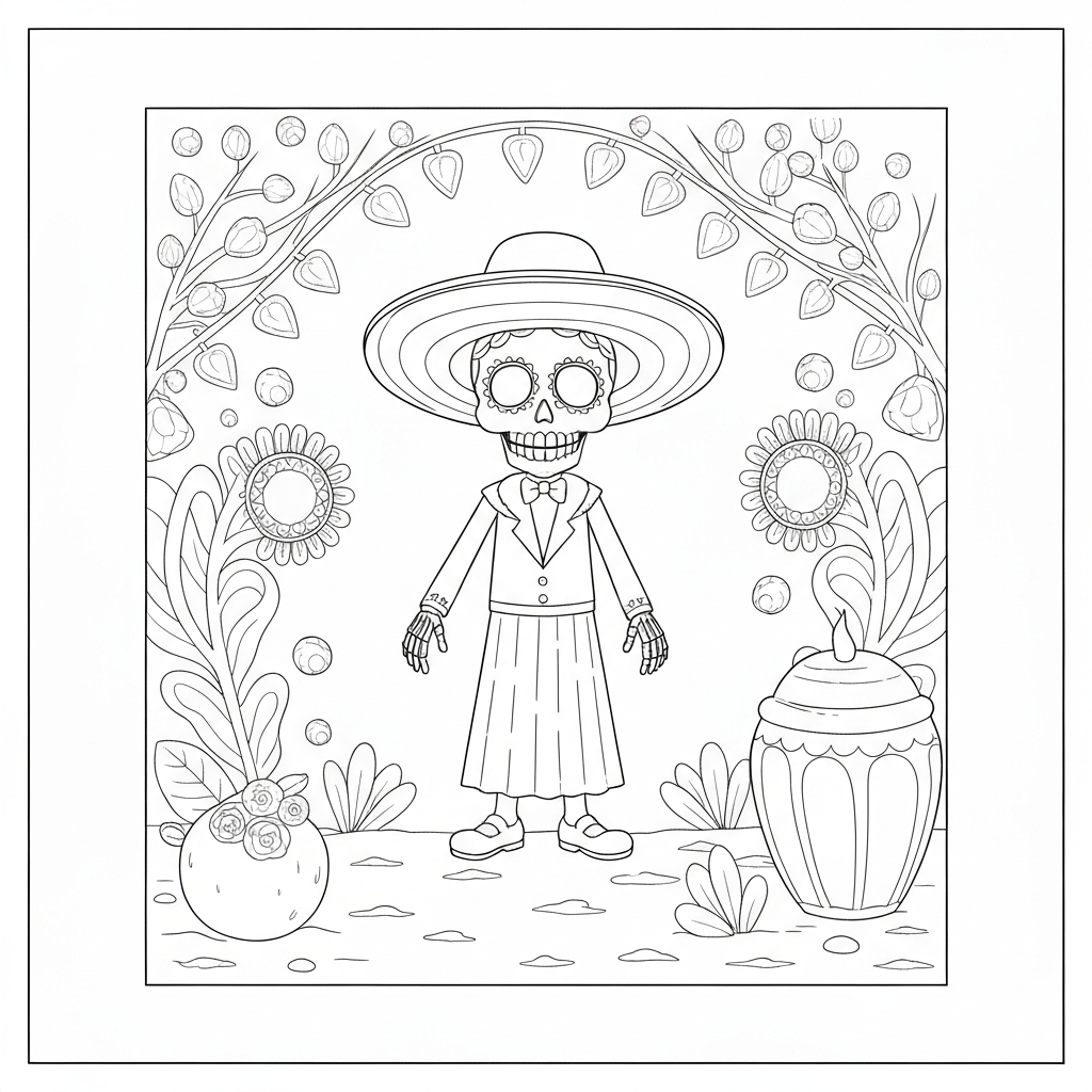 day of the dead educational coloring page