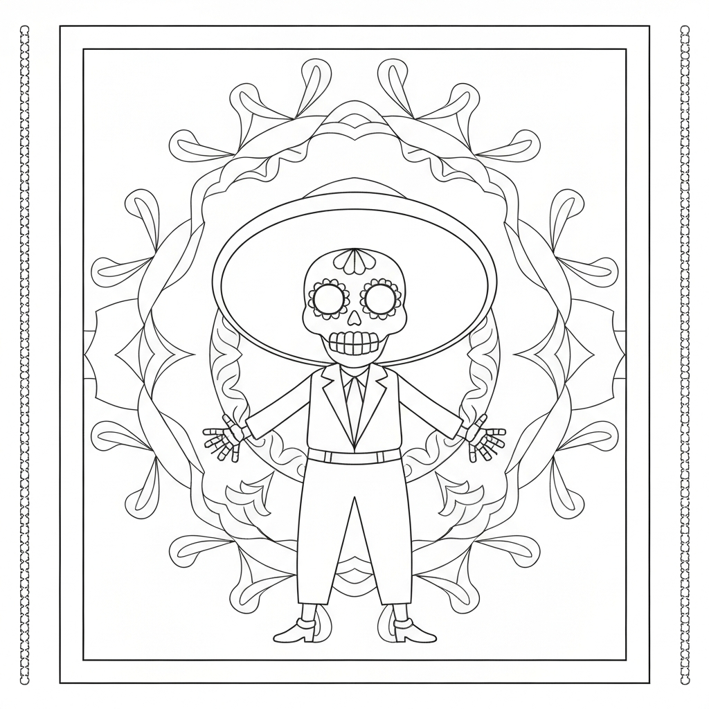 day of the dead mandala coloring page