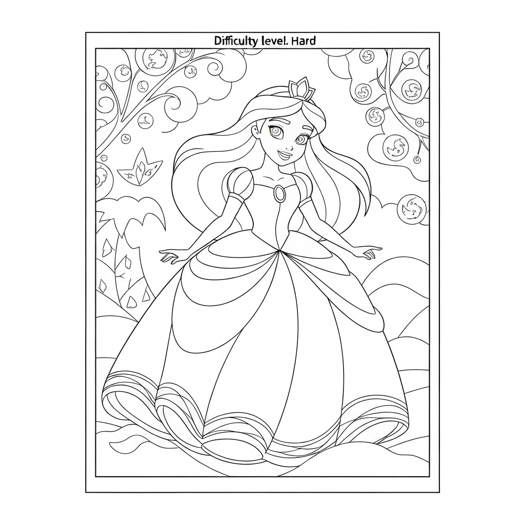 disney princesses abstract coloring page