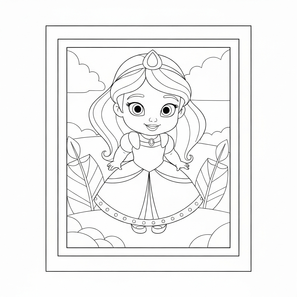 disney princesses baby coloring page