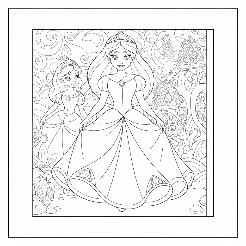 disney princesses educational coloring page