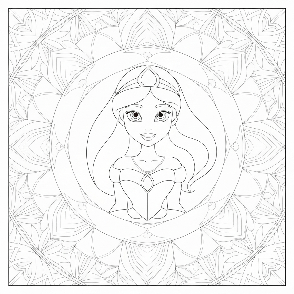 disney princesses mandala coloring page