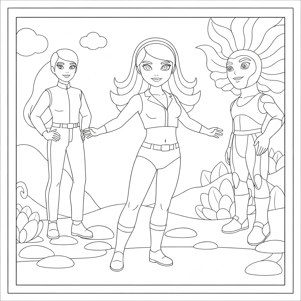 doll action coloring page