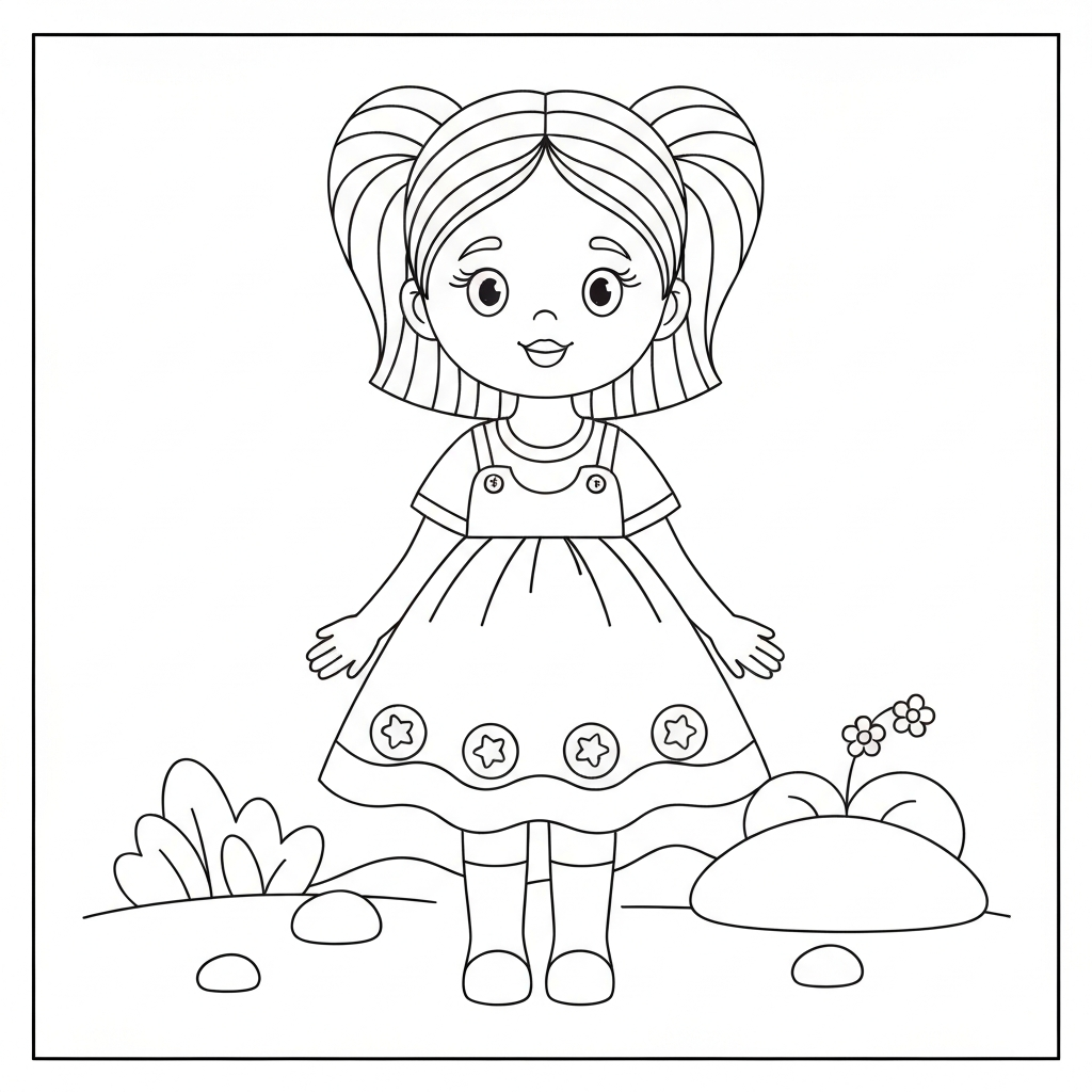 doll cute coloring page