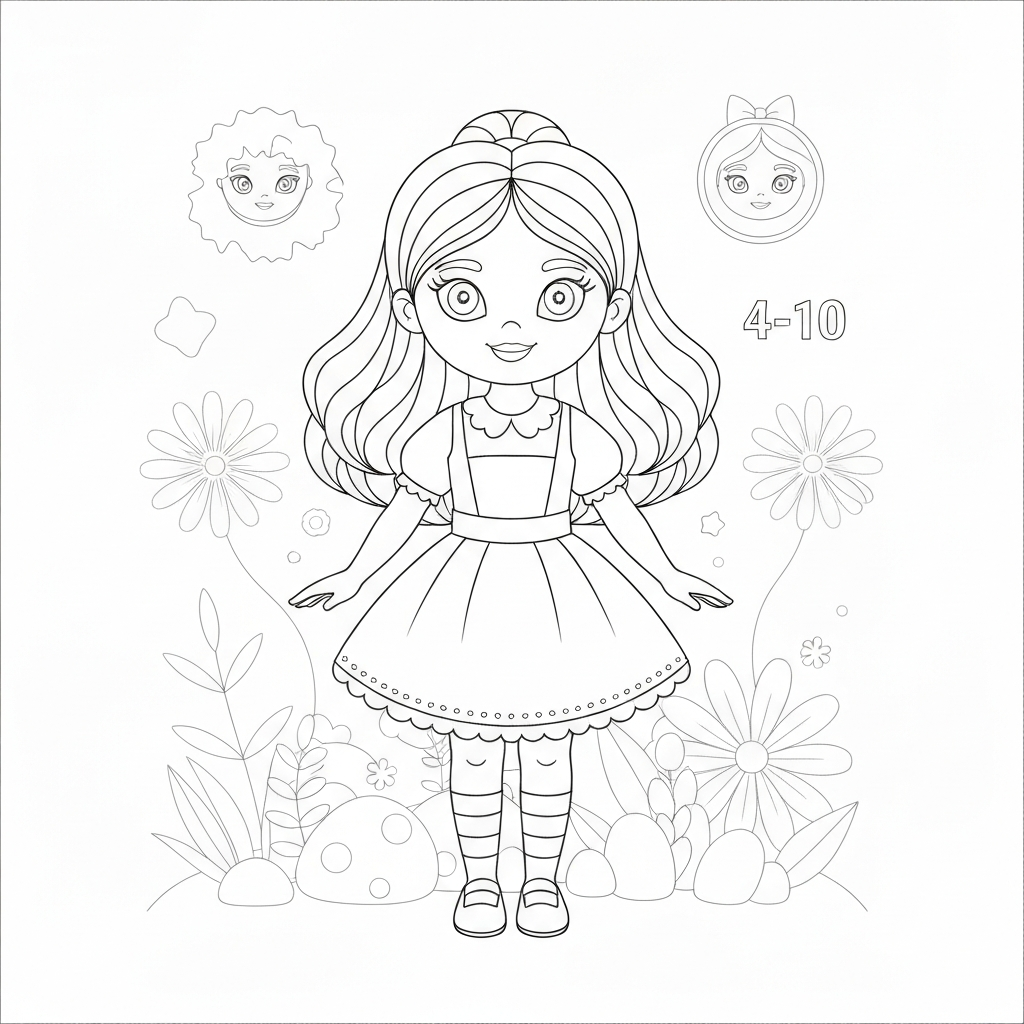 doll detailed coloring page