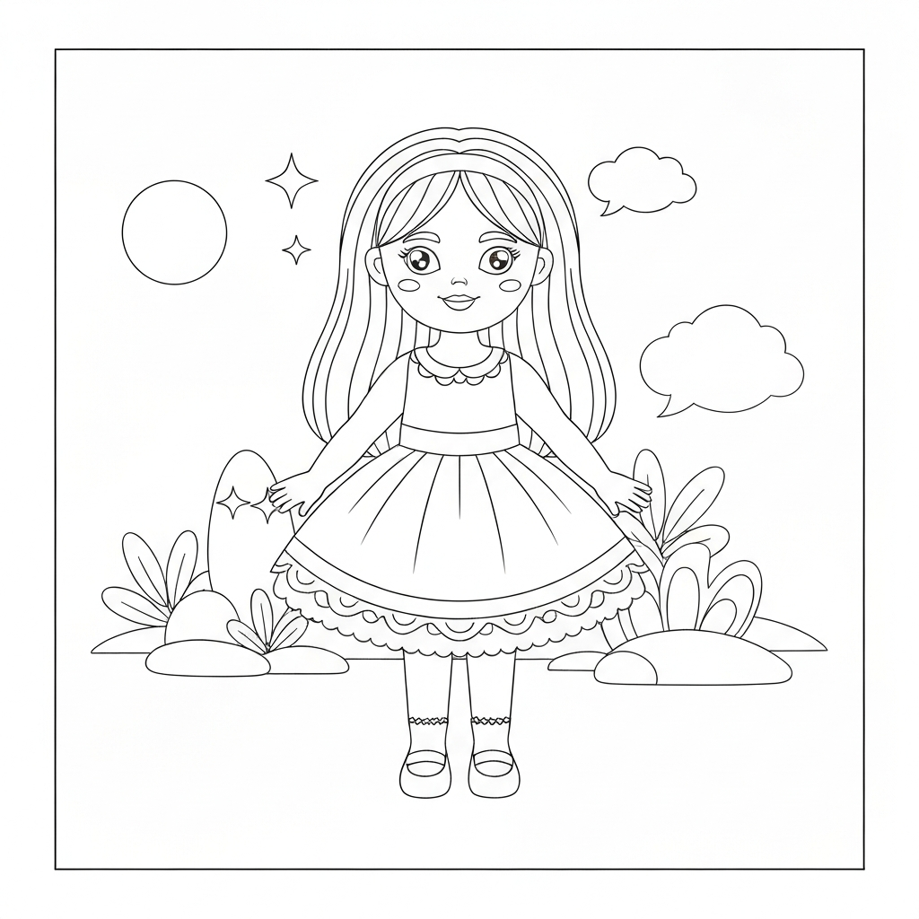 doll easy coloring page
