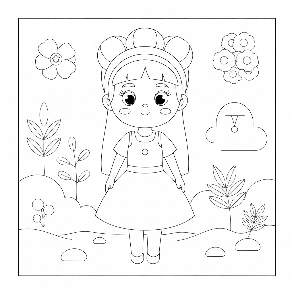 doll flowers coloring page