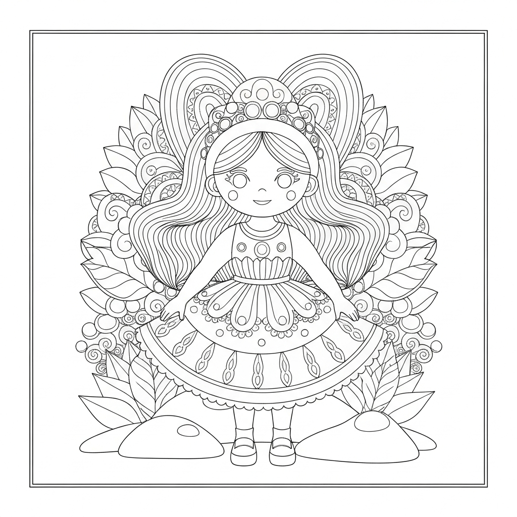 doll mandala coloring page